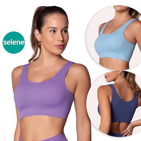 Top Academia Fitness Poliamida Alça Reta Resistente Sem Costura Detalhes Texturizados Selene Conforto