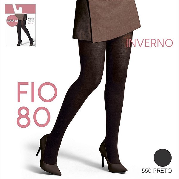 Meia Calça Fio 80 Elastano Selene Original Preta