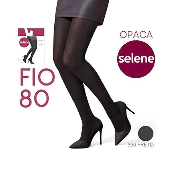 Meia Calça Fio 80 Grossa OPACA Feminina Selene Adulto Elastano Preta Qualidade Preto Inverno