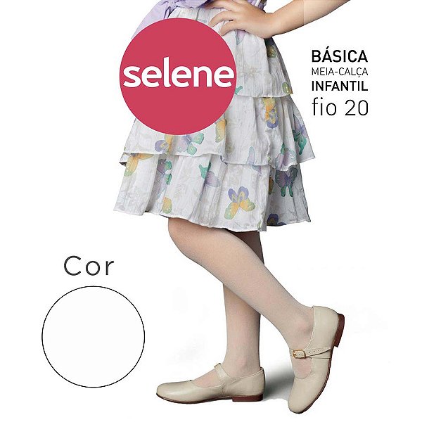 Meia Calça Infantil Fio 20 SELENE Original Fina Batizado Básica Branca Rosa Preta Menina Criança Juvenil