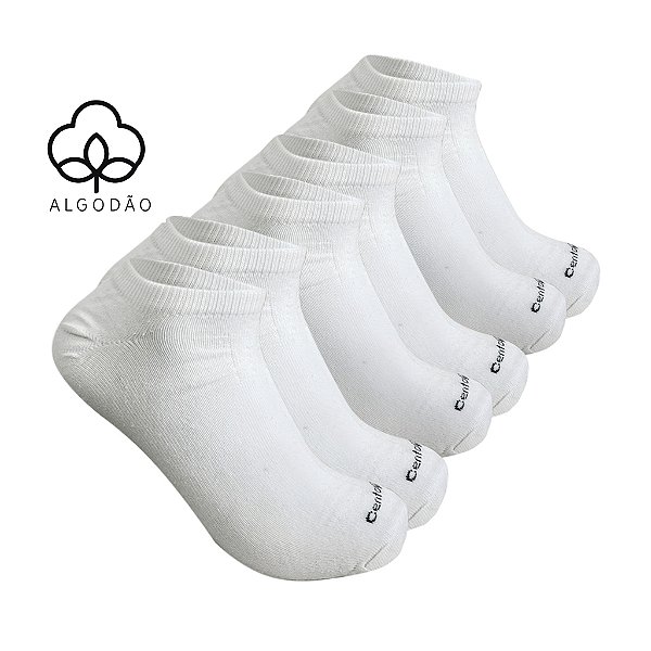 Kit 3 Meias Premium Brancas Sapatilha 39 ao 43 Algodão Centopé Meia Curta