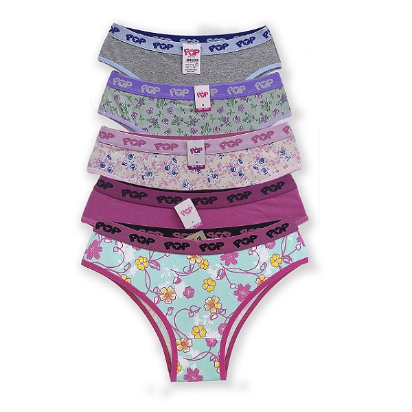 Kit 6 Calcinhas Algodão Qualidade Tanga Cotton Adulto Elástico no Cós