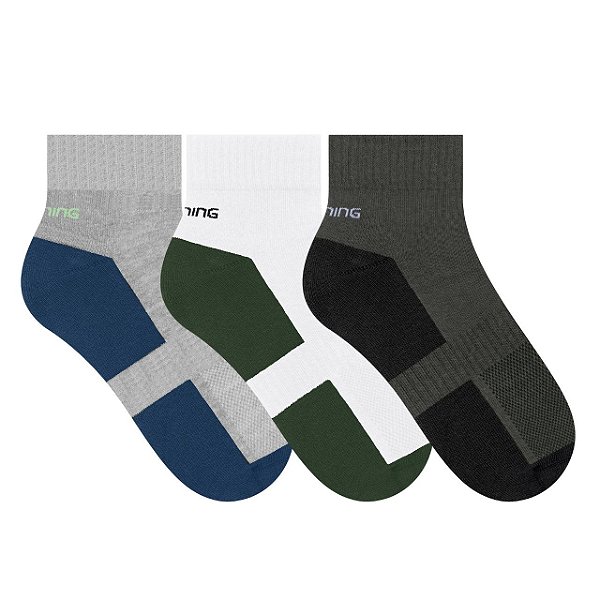 Kit 3 Meia Performance Algodão e Poliamida Esportiva Anatômica Cano Curto Selene