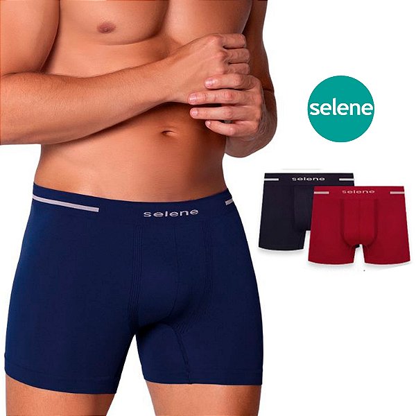 Kit 2 Cueca Boxer Microfibra SELENE Cuecas Box Shortinho Perninha Poliamida