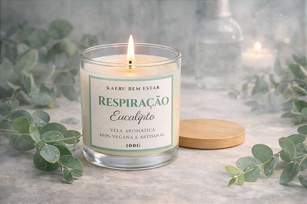 Vela Aromática "Respiração" - Eucalipto - 100g