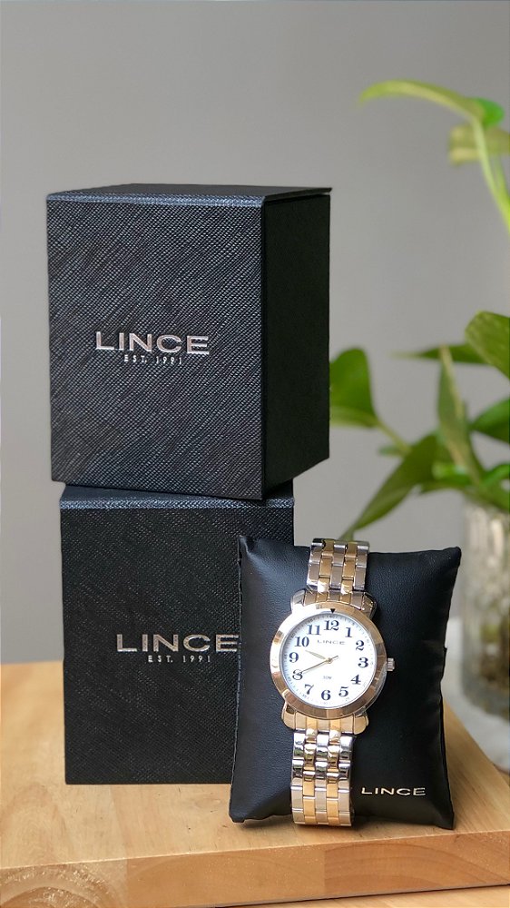 RELÓGIO LINCE PRATA COM DOURADO