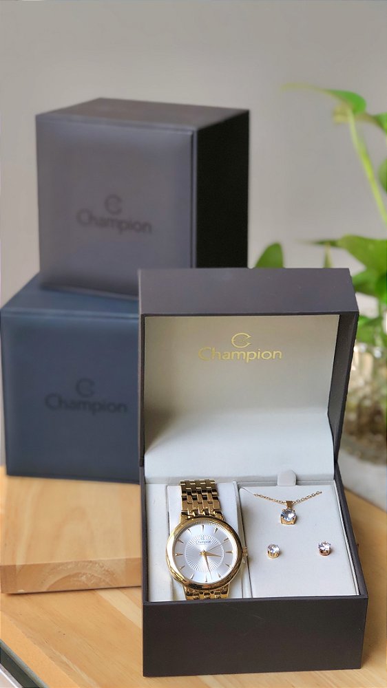 RÉLOGIO CHANPION FEMENINO + COLAR E BRINCO