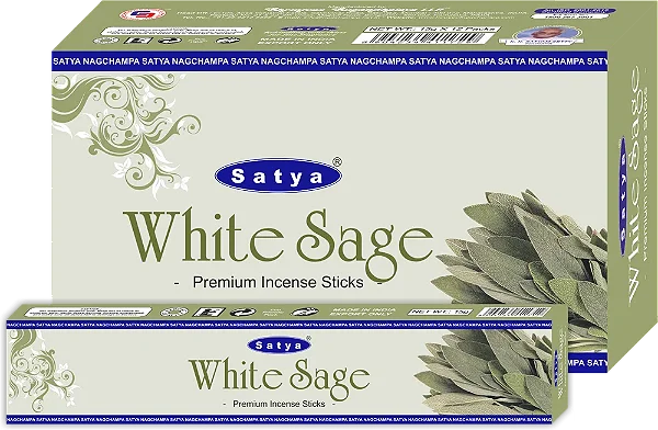 Incenso indiano Satya Nag Champa Premium White Sage (Sálvia Branca)