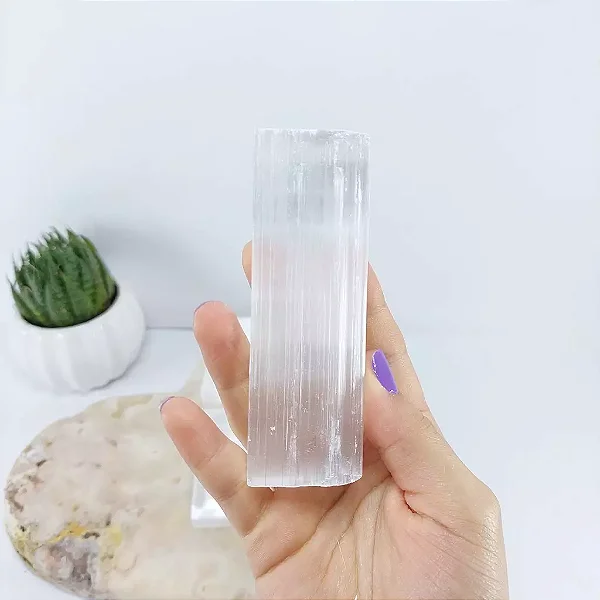 Placa de selenita natural bruta 10x4cm - limpeza e harmonia - 100g