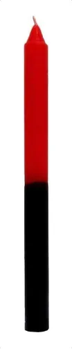 Vela palito bicolor preta / vermelha - 20cm altura