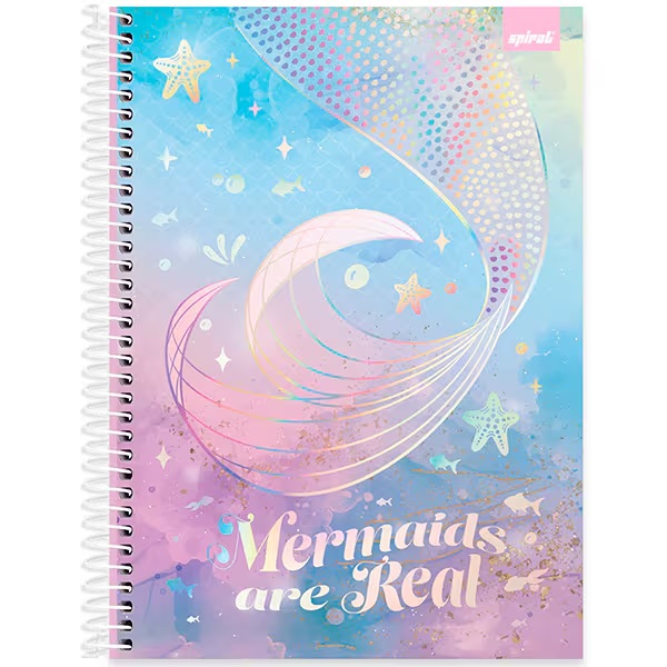 Caderno "mermaids are real" (sereias são reais) 1 matéria - 80 folhas