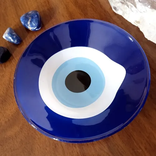 Travessa de vidro redonda olho grego Ø 14,5cm