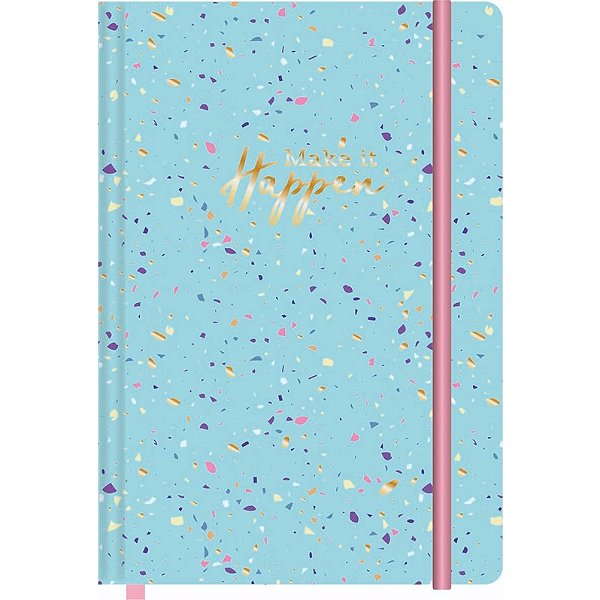 Caderno brochura 1/4 "make it happen" (faça acontecer) - 80 fls - pauta pontilhada