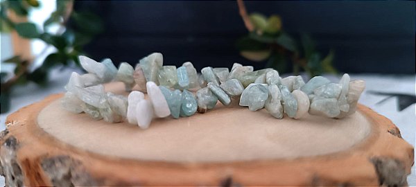 Pulseira de água marinha em cascalho 100% natural - pedra de 2026 - serenidade e clareza mental