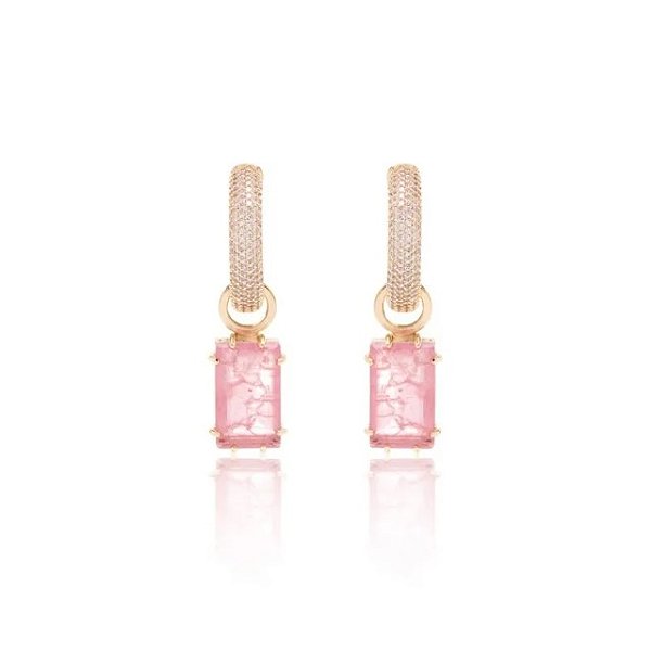 Brinco Harmonia Fusion Quartzo Rosa