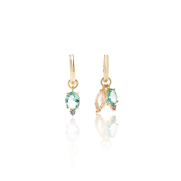 Brinco Felicidade Cristal Paraiba Morganita