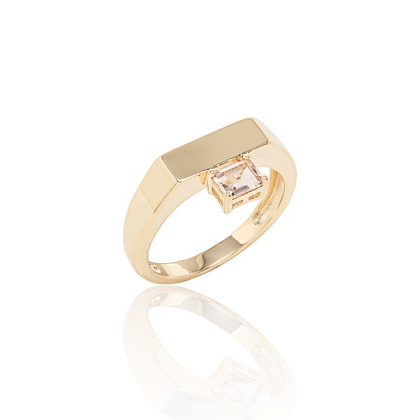Anel Pureza Cristal Rodolita Quadrado