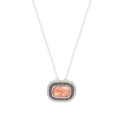 Colar Retangular de Cristal Ice Morganita com Bordas Cravejadas de Zircônias
