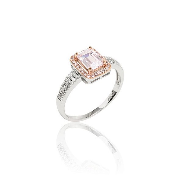 Anel Cristal Quartzo Rosa Zircônia Rosa