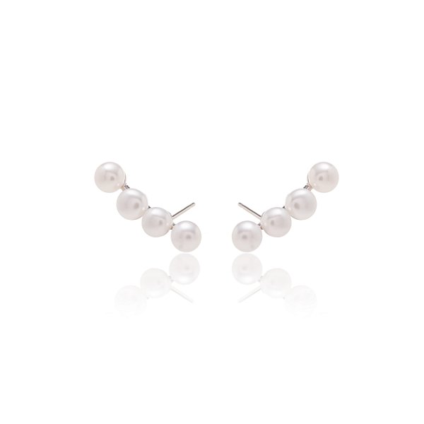 Brinco ear cuff pérola shell banho de ródio branco