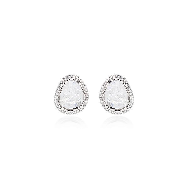 Brinco Orgânico com Cristal Ice e Zircônias Brancas
