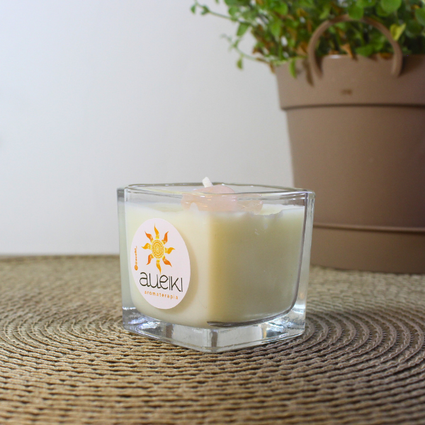 Vela Aromática - Quartzo Rosa Pequena