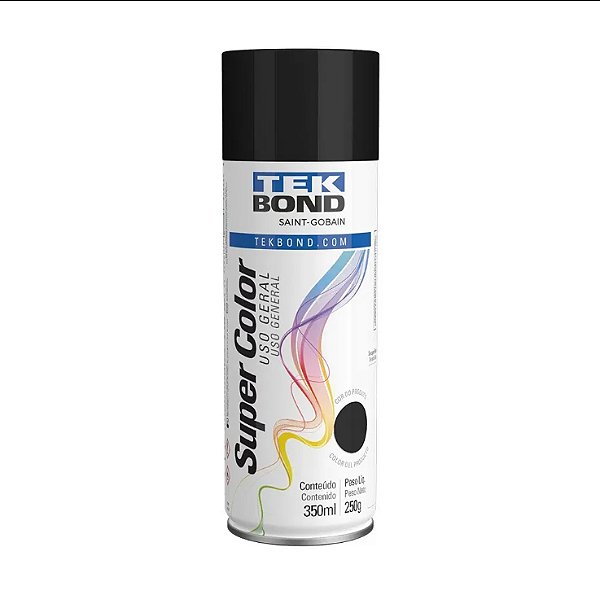 TINTA SPRAY UG 350ML PRETO BRILHANTE TEKBOND