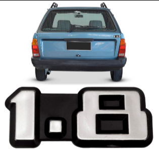 *** EMBLEMA (1.8) VW GOL/VOYAGE/SANTANA/PARATI/SAVEIRO/PASSAT 83/90 CROMADO COM FUNDO PRETO (PORTA MALAS) MARCON 322
