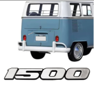 *** EMBLEMA (1500) VW FUSCA/BRASILIA/KOMBI TODOS MODELO 91/96 CINZA COM FUNDO PRETO MARCON 420.