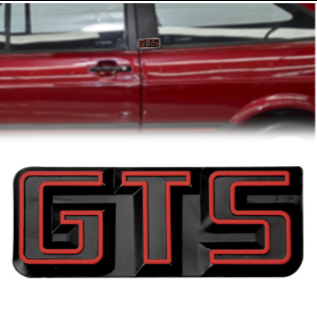 *** EMBLEMA (GTS) VW PASSAT/GOL GTS 83/90 VERMELHO COM FUNDO PRETO (GRADE) MARCON 339
