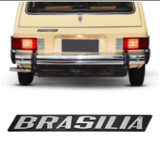 *** EMBLEMA (BRASILIA) VW BRASILIA 73/81 CROMADO COM FUNDO PRETO (REGUA) MARCON 308.