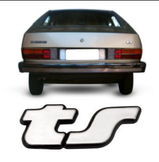*** EMBLEMA (TS) VW GOL/ PARATI TS 91/98 CINZA COM FUNDO PRETO MARCON 419.