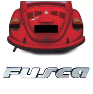 *** EMBLEMA (FUSCA) VW FUSCA 91/96 CINZA COM FUNDO PRETO (CURVO) MARCON 414.