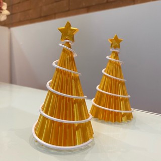 1 Mini árvore de Natal Dourada para decoração natalina 11cm Impressa em 3D Presente Decoração Natal