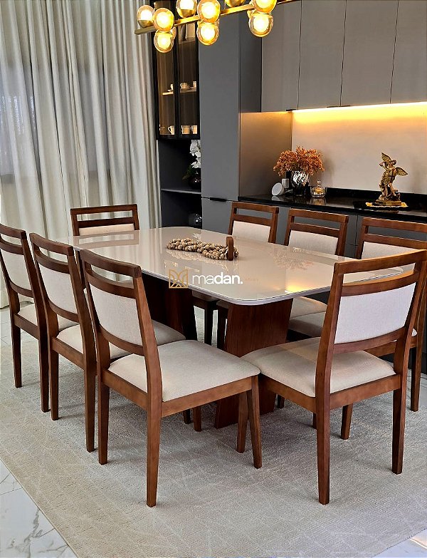 CONJUNTO MESA MARK 180X090 + 8 CADEIRAS LIZ