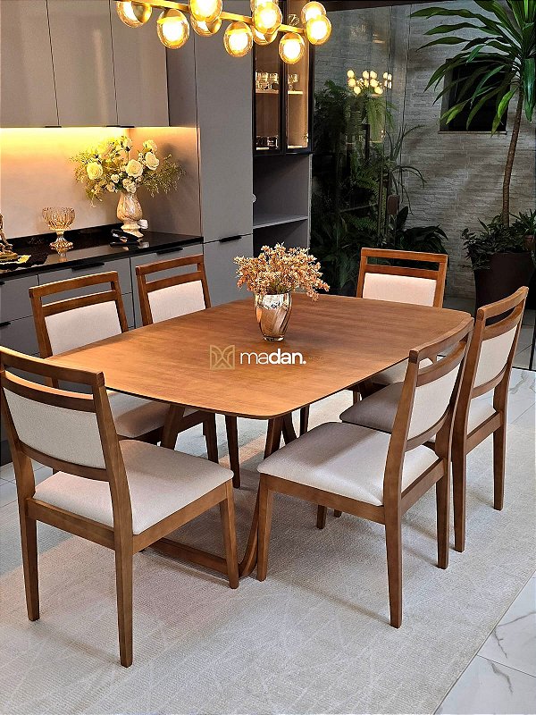 CONJUNTO MESA SOFIA 160X110 + 6 CADEIRAS LIZ