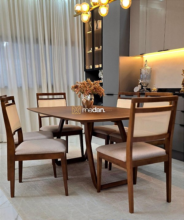 CONJUNTO MESA SOFIA 160X110 + 6 CADEIRAS MARIE
