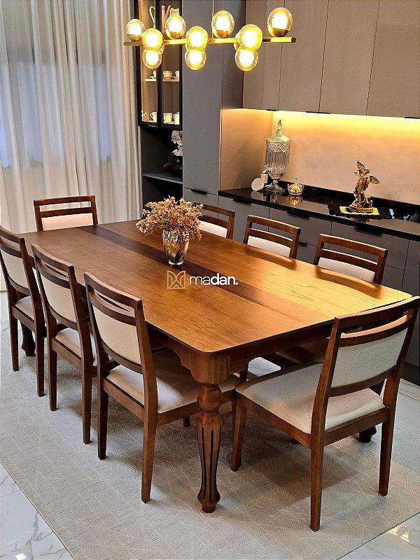 CONJUNTO MESA ISADORA 220X120 + 8 CADEIRAS LIZ
