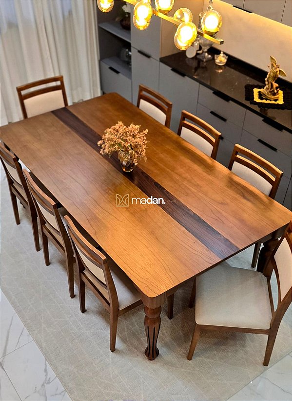 CONJUNTO MESA ISADORA 220X120 + 8 CADEIRAS LIZ