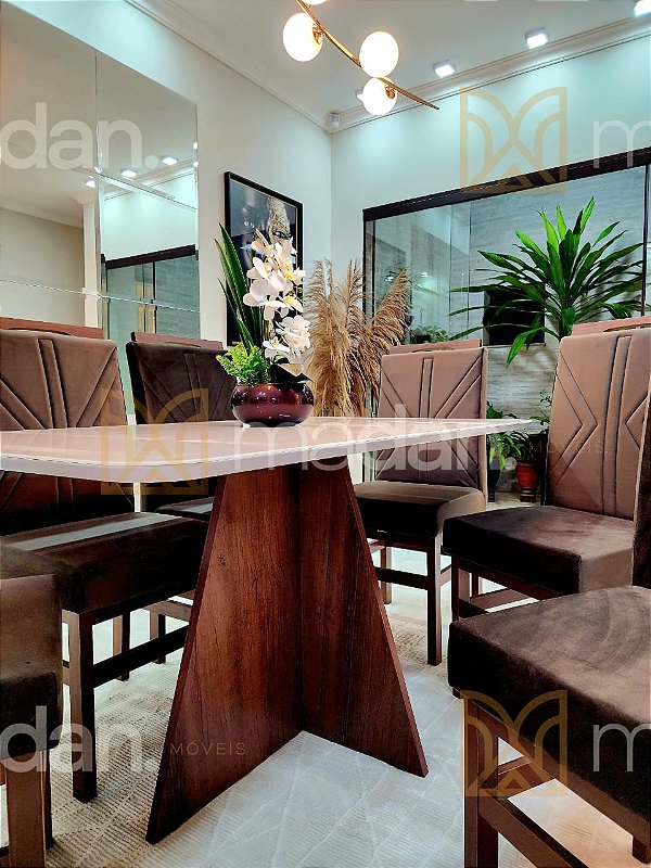 MESA MARK AVULSA 160X090 TABACO VIDRO OFF WHITE