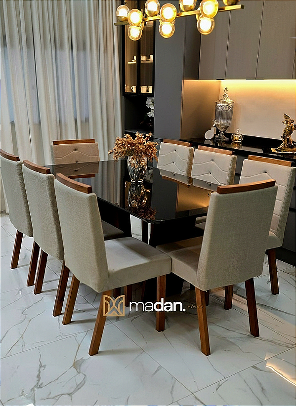 CONJUNTO MESA MARK 180X090 + 8 CADEIRAS SIGMA