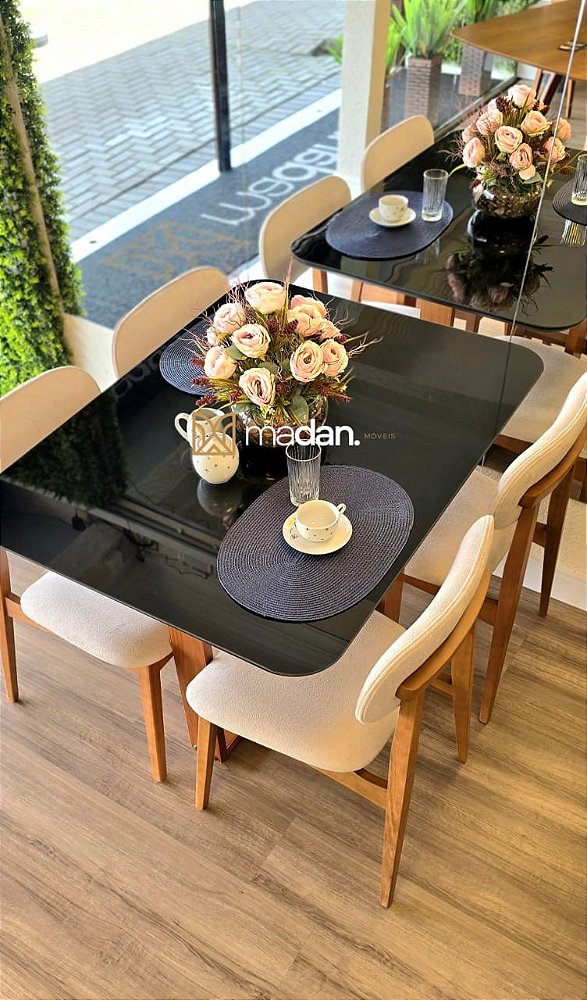 Conjunto Mesa Retangular Mark 120x090 + 4 cadeiras Betina