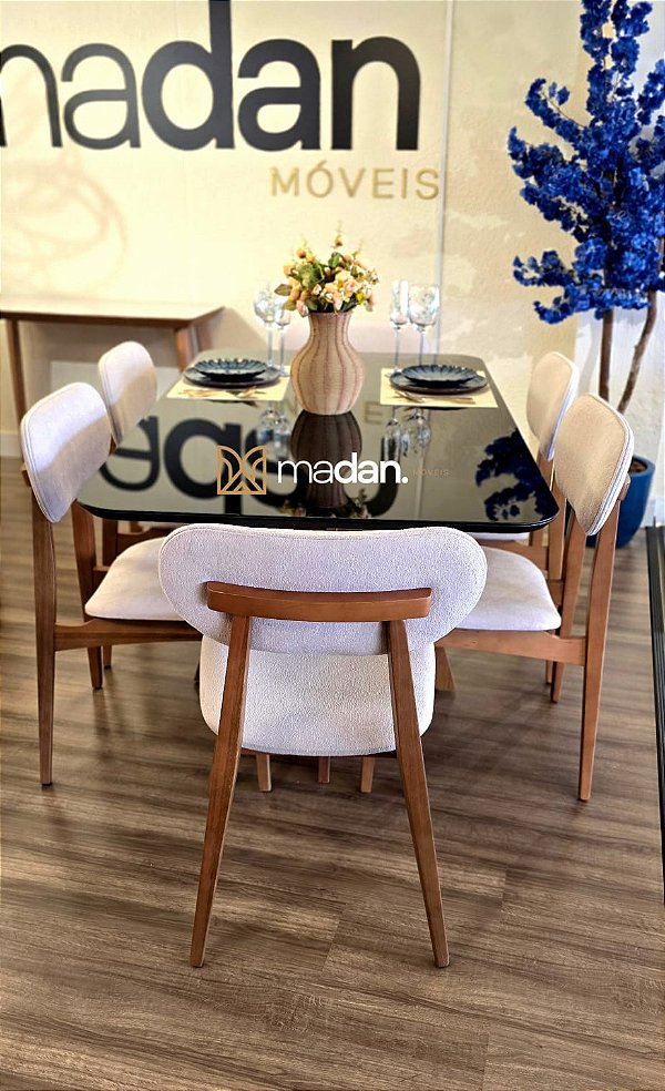 Conjunto Mesa Mark 160x090 + 6 cadeiras Betina