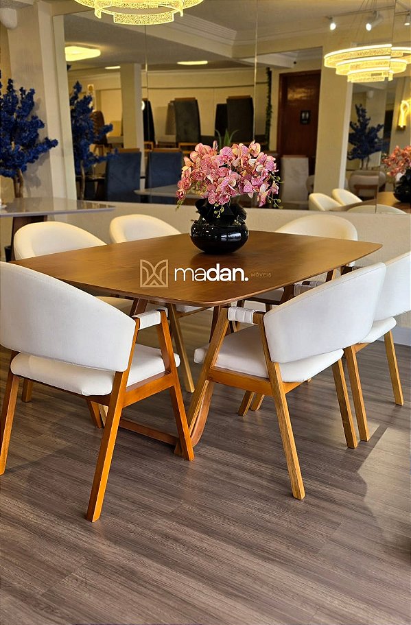 Conjunto Mesa Sofia 180x110 + 6 cadeiras Agatha