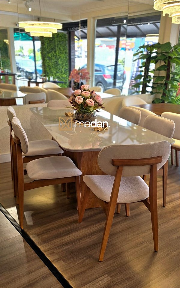 Conjunto Mesa Mark 180x090 + 6 cadeiras Betina