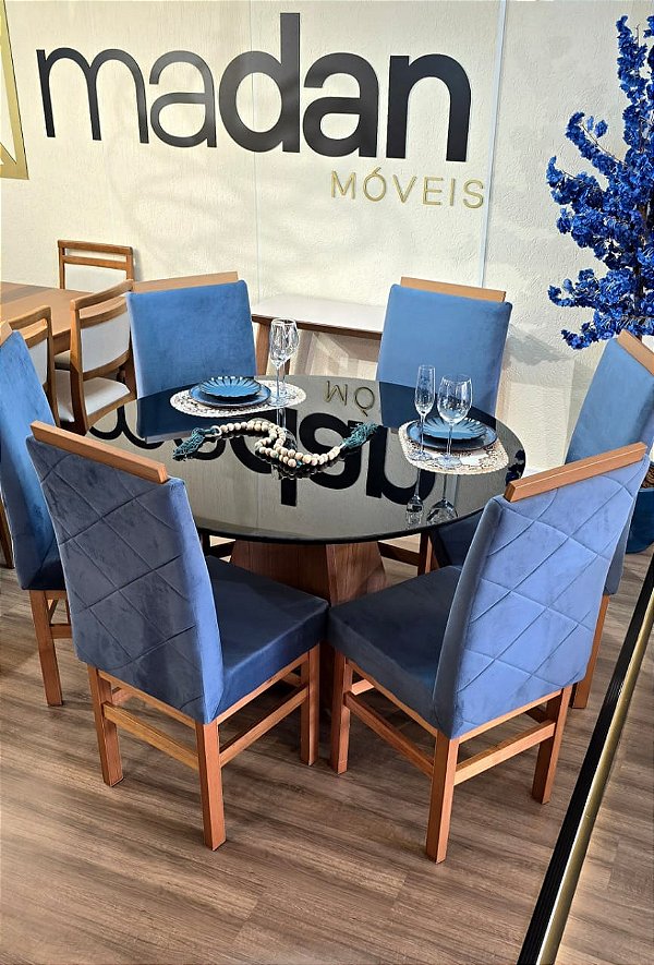 MESA REDONDA MARK 1,30m + 6 CADEIRAS MARK MODELO 19