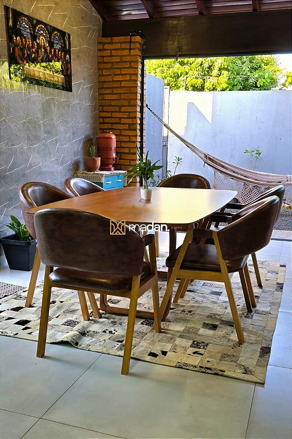 Conjunto de Jantar Sofia 180x110 + 6 Cadeiras Agatha | Tecido Courissimo