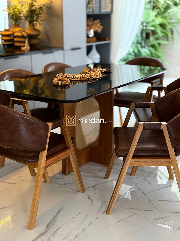 CONJUNTO MESA MARK 160X090 + 6 CADEIRAS AGATHA