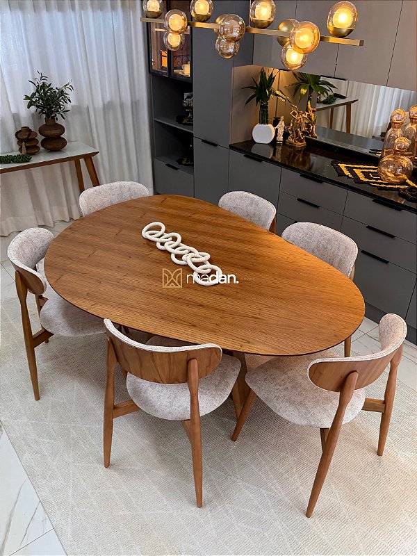 CONJUNTO MESA THALIA 180X120 + 6 CADEIRAS ANNE