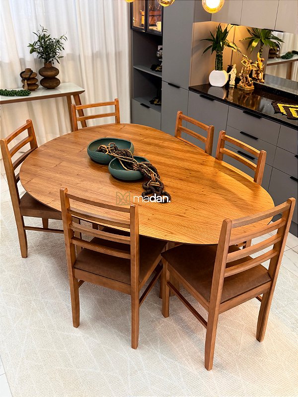 CONJUNTO MESA THALIA 180X120 + 6 CADEIRAS BEATRIZ